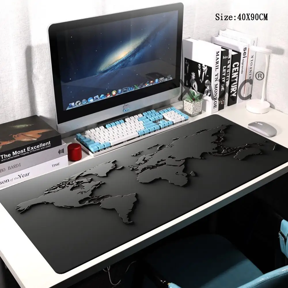 

HYBXAXC Black Carbon Map Design, Desk Mat Mousepad Large Abstract Mouse Pad Gaming Deskmat With Lockedge Office Non-slip Carpet