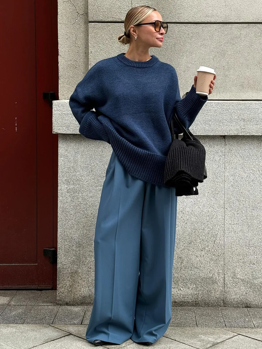 

Fashion Casual Pullover Women's Autumn Winter Thicken Oversized Warm Solid Color Basic Knitted Sweaters Свитер Женский Pulls