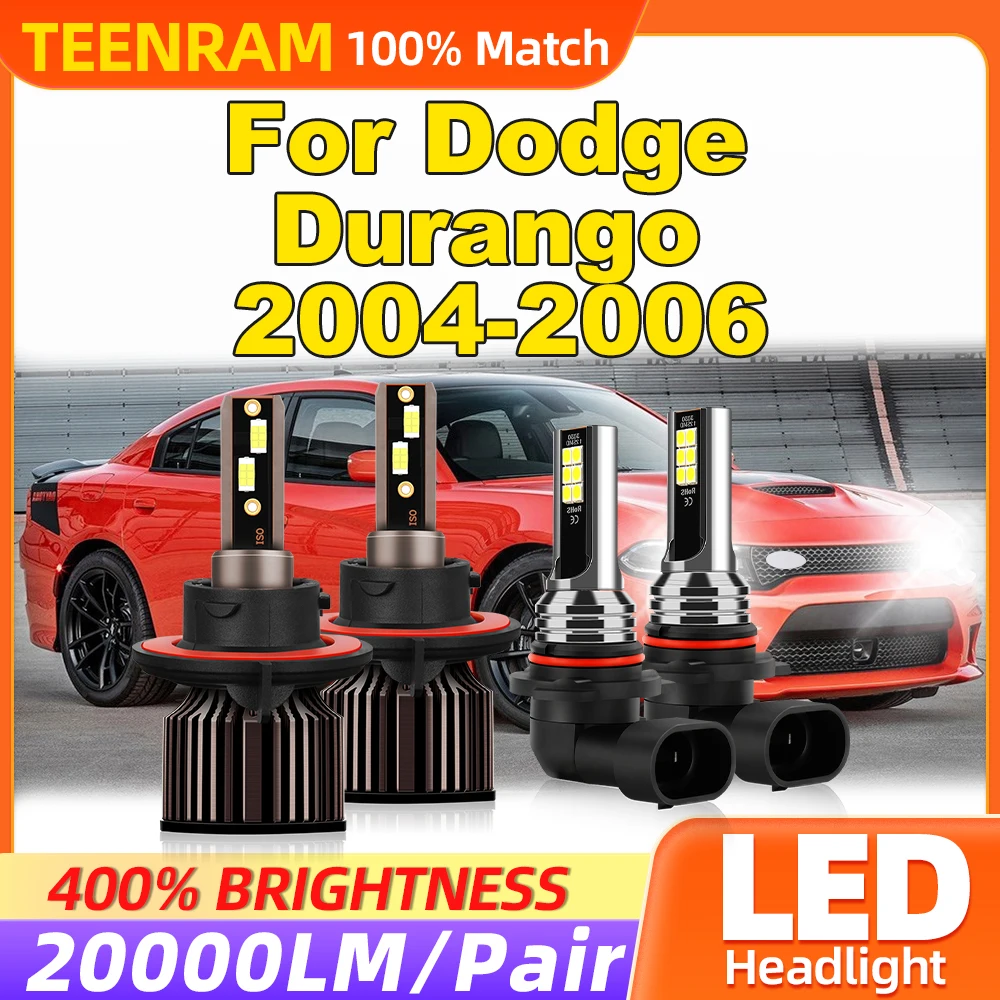 40000LM Turbo LED Headlight 6000K White 12V Canbus Car Lights Bulbs 240W Auto Fog Lamps For Dodge Durango 2004 2005 2006