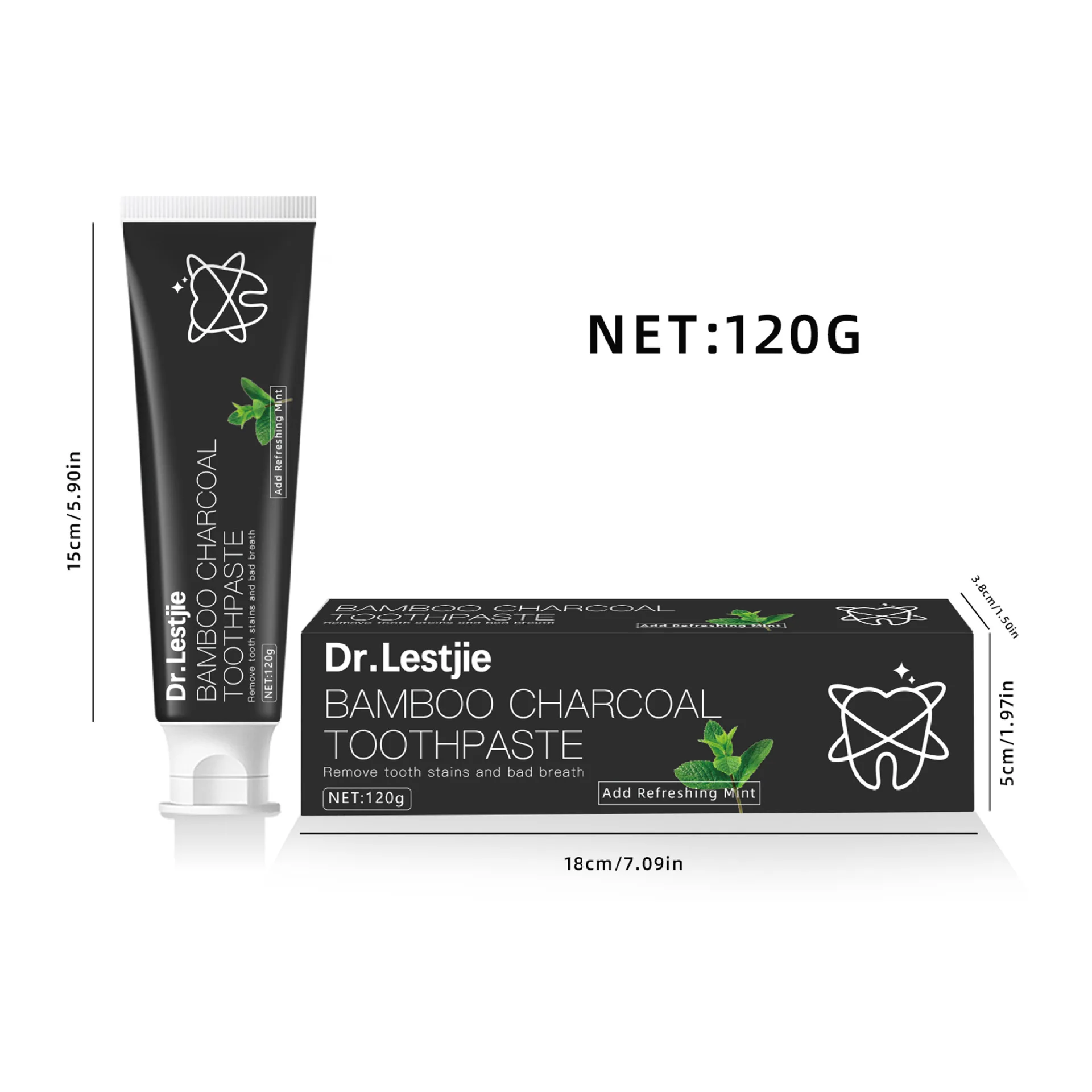 Dentifrice au charbon de bambou pour blanchir les dents, charbon actif, livres de dents jaunes remodelés, tache dentaire, soins bucco-dentaires frais