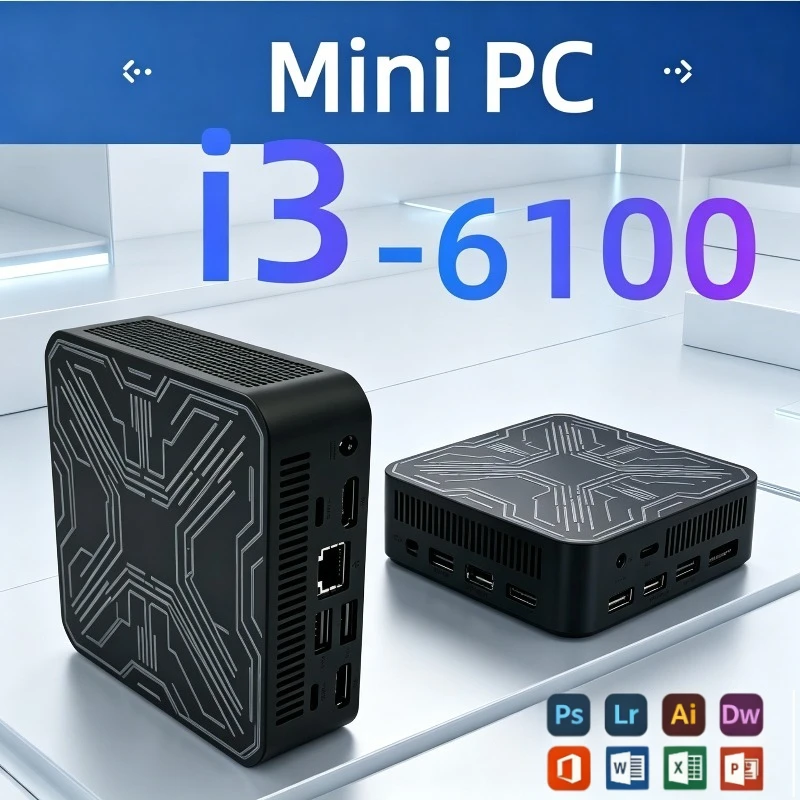 New Portable Mini PC Gamer Intel Core i3-6100 Mini Computer 16GB RAM 512GB 1TB SSD 1000M Ethernet Gaming PC Desktop