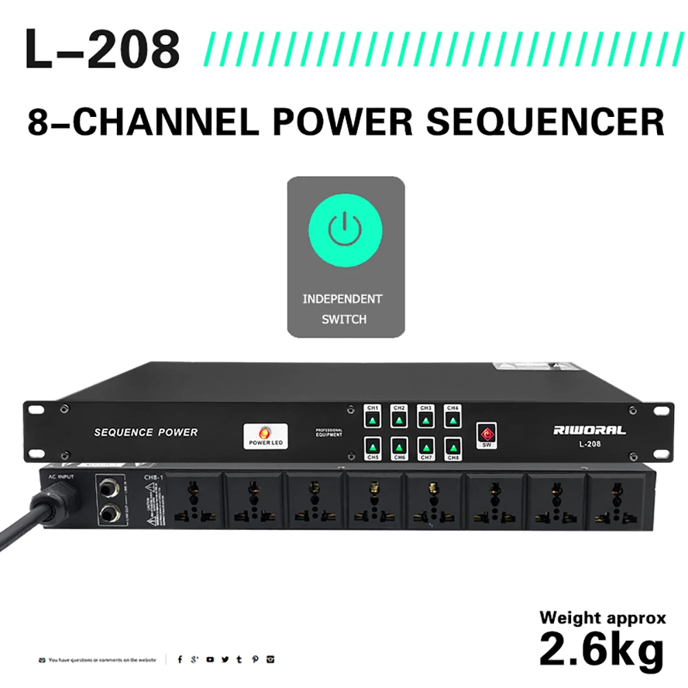 2026 L-208 حار بيع المهنية الصوت كاريوكي نظام الصوت AS-01 8 + 2 قناة تسلسل الطاقة DJ المراقب المالي #1