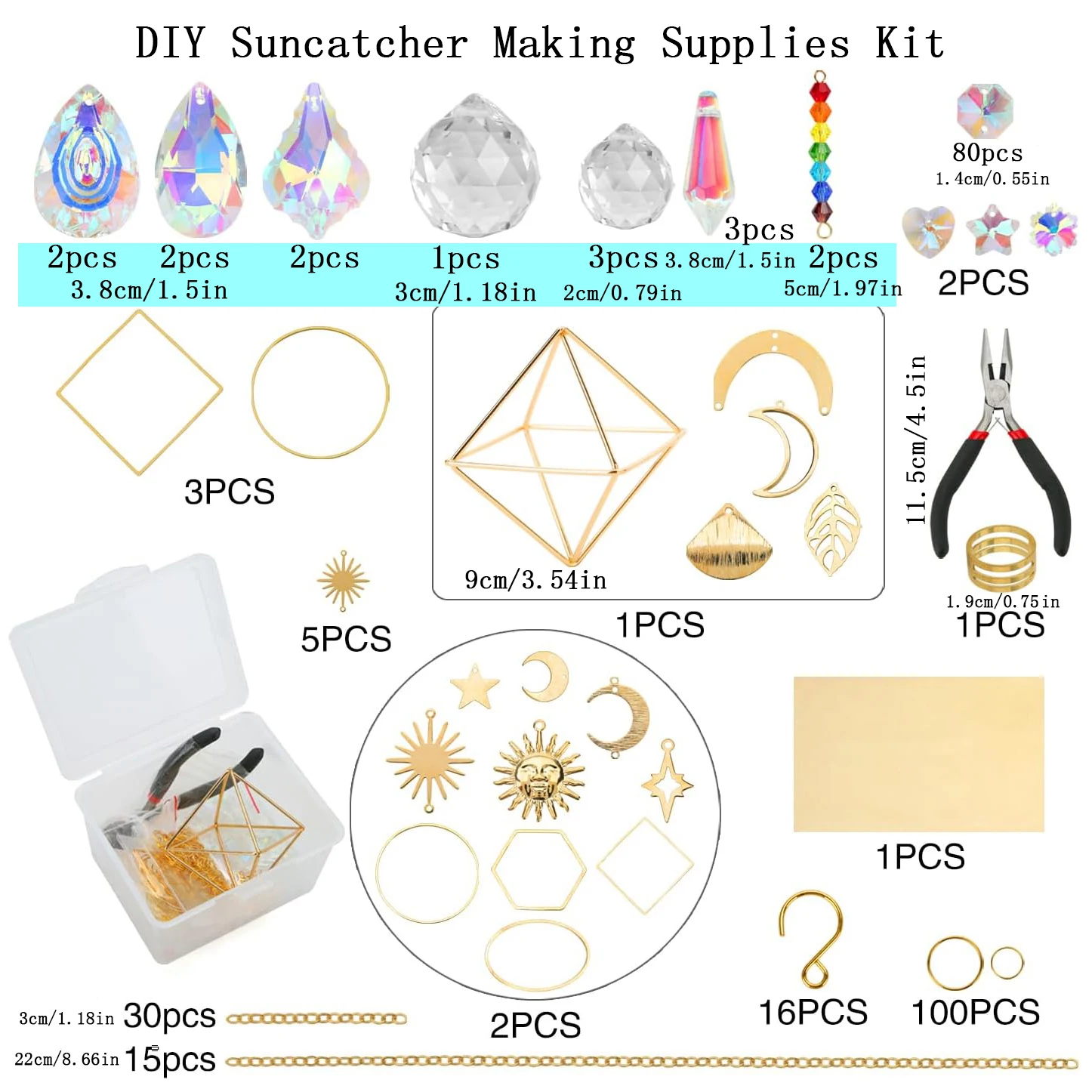 DIY Suncatchers, 400 pcs Sun Catchers Making Supplies Kit Art and Crafts for Adults Prism Hanging with Crystals Rainbow for Wind