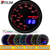 AD 7 Colors Backlight Dual Display 52MMTurbo Boost Gauge -30~30 PSI Boost Meter with Stepper Motor Boost Sensor Vacuum Gauge