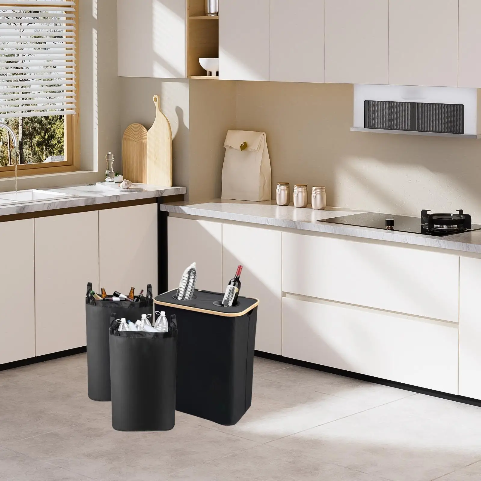 

Recycle Bin Trash Can with Lid Multifunctional Recycling Organizer Bin Paper