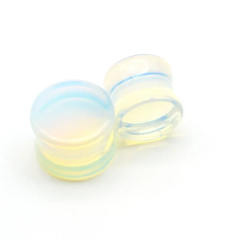 Opal Glass Ear Tunnel Opalite Argenon Plug Stretcher Saddle Taper Sizes 6mm 8mm 10mm 12mm Earrings Body Piercing Jewelry