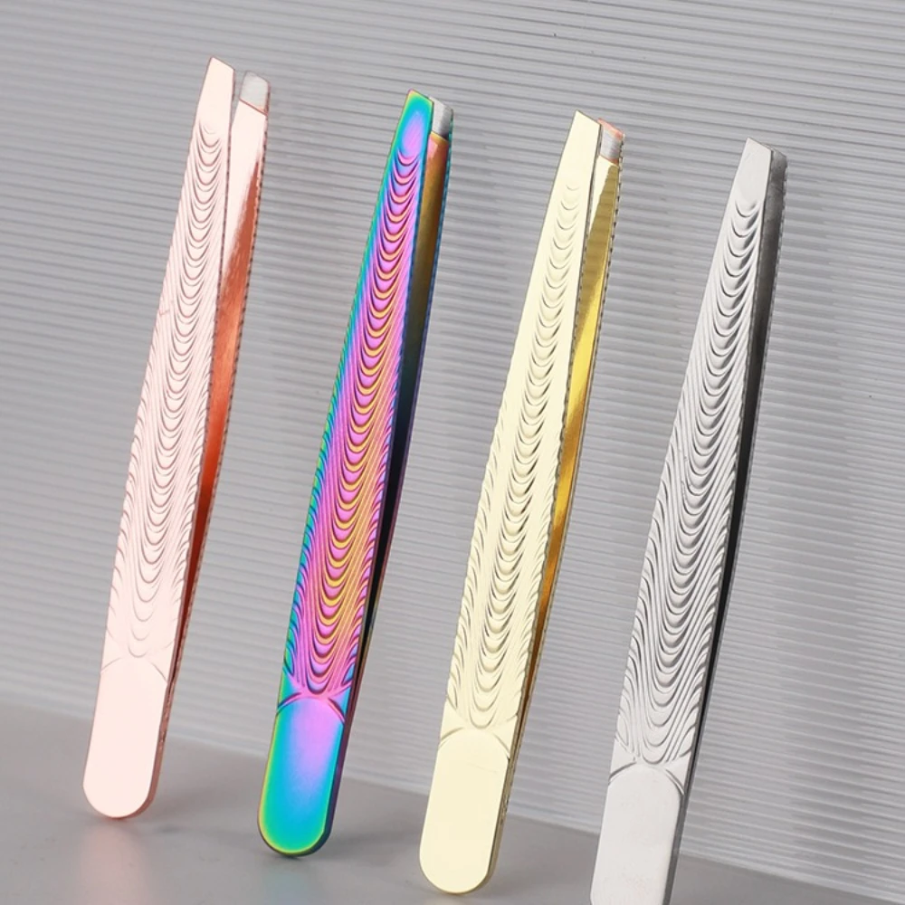 High Precision Stainless Steel Hair Removal Tweezers, Fish Pattern Anti Slip Slanted Eyebrow Clip, Eyelash Grafting Makeup Tool
