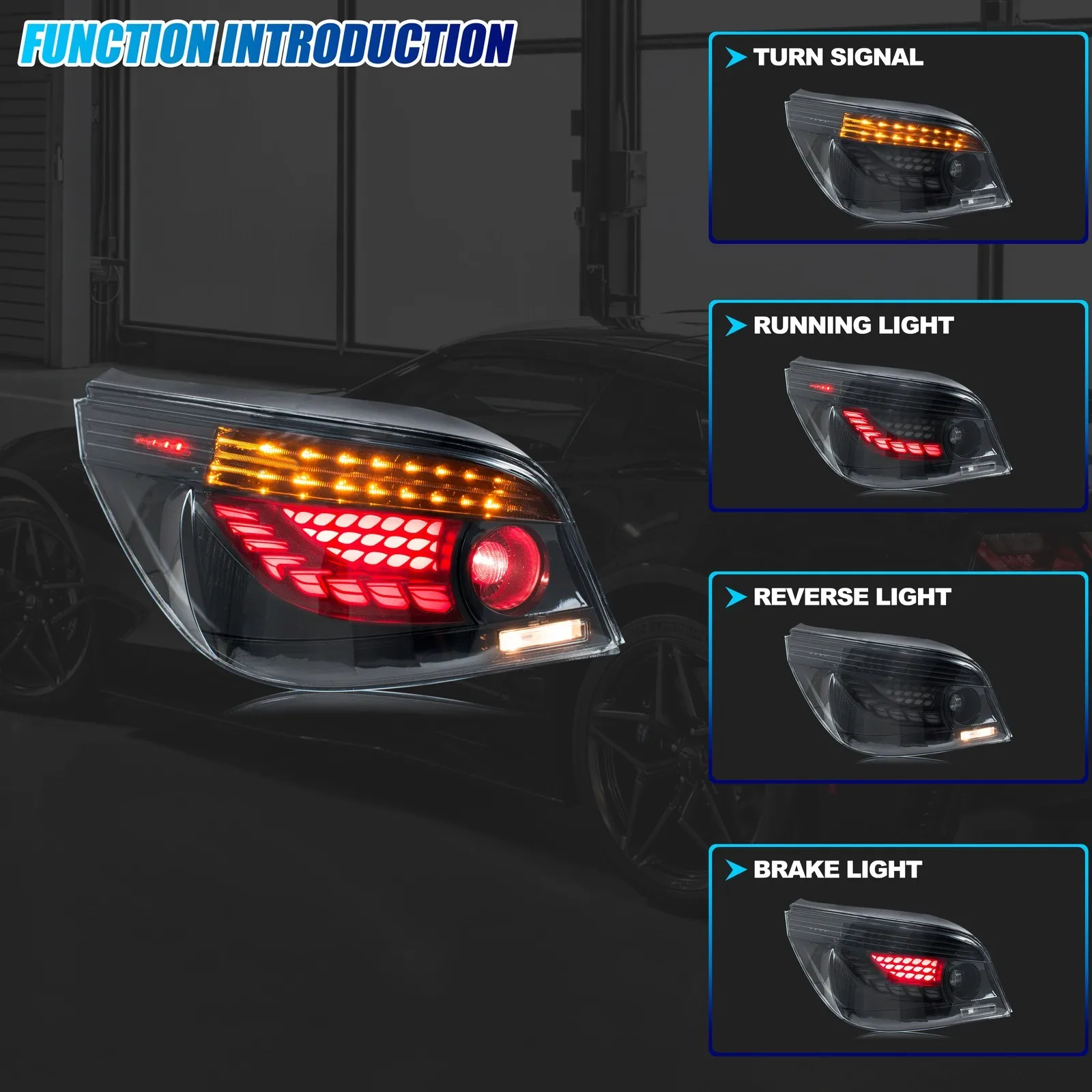 LED GTS Tail Lights for BMW 5-Series M5 E60 2003-2010 Sequential Turn Signal Dynamic Animation Rear Lamps Assembly view 2