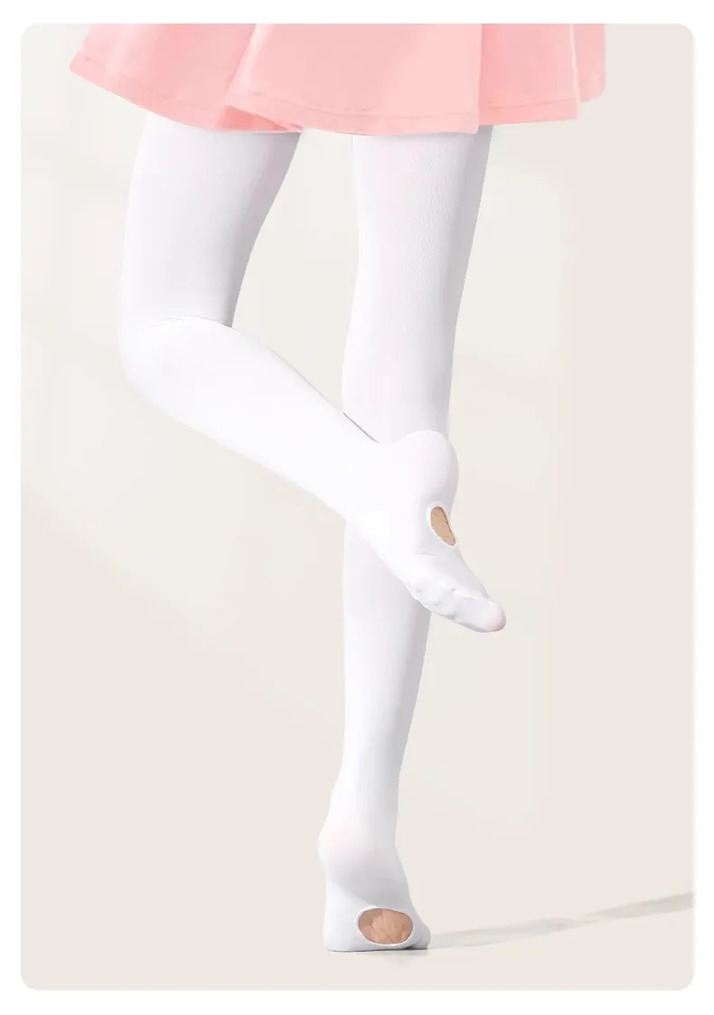 Frühling Herbst Schülerinnen Hochelastische Enge Prinzessinnen-Ballettstrümpfe mit Loch für Babys und Kinder – Detail 5
