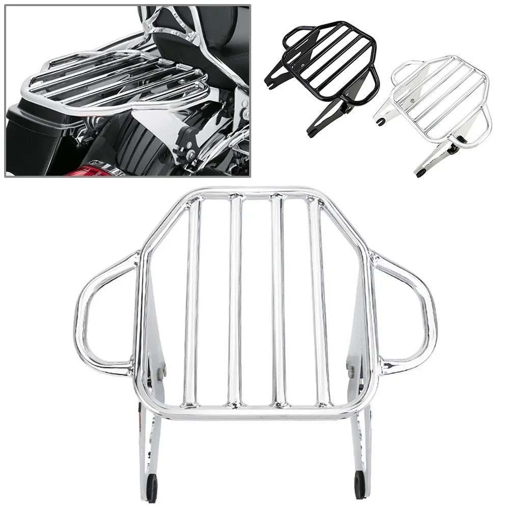

Chrome/Black For Harley Davidson Road King Street Electra Glide 2009-2024 Motorbike Detachable 2-Up Luggage Rack Kits