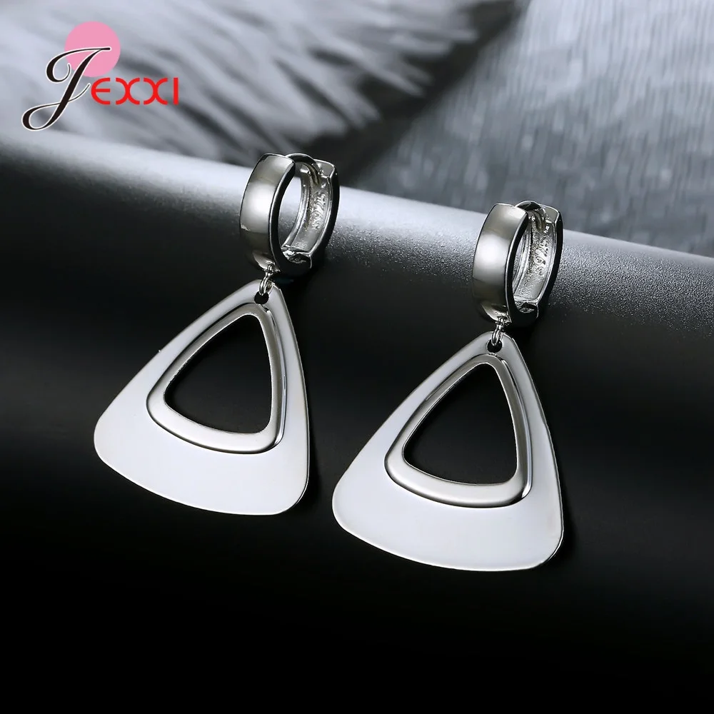 Simple S925 Silver  Earrings for OL Lady Fine Sterling Silver 925 Butterfly Geometric Hook Lever Back Huggie Pendientes Jewelry