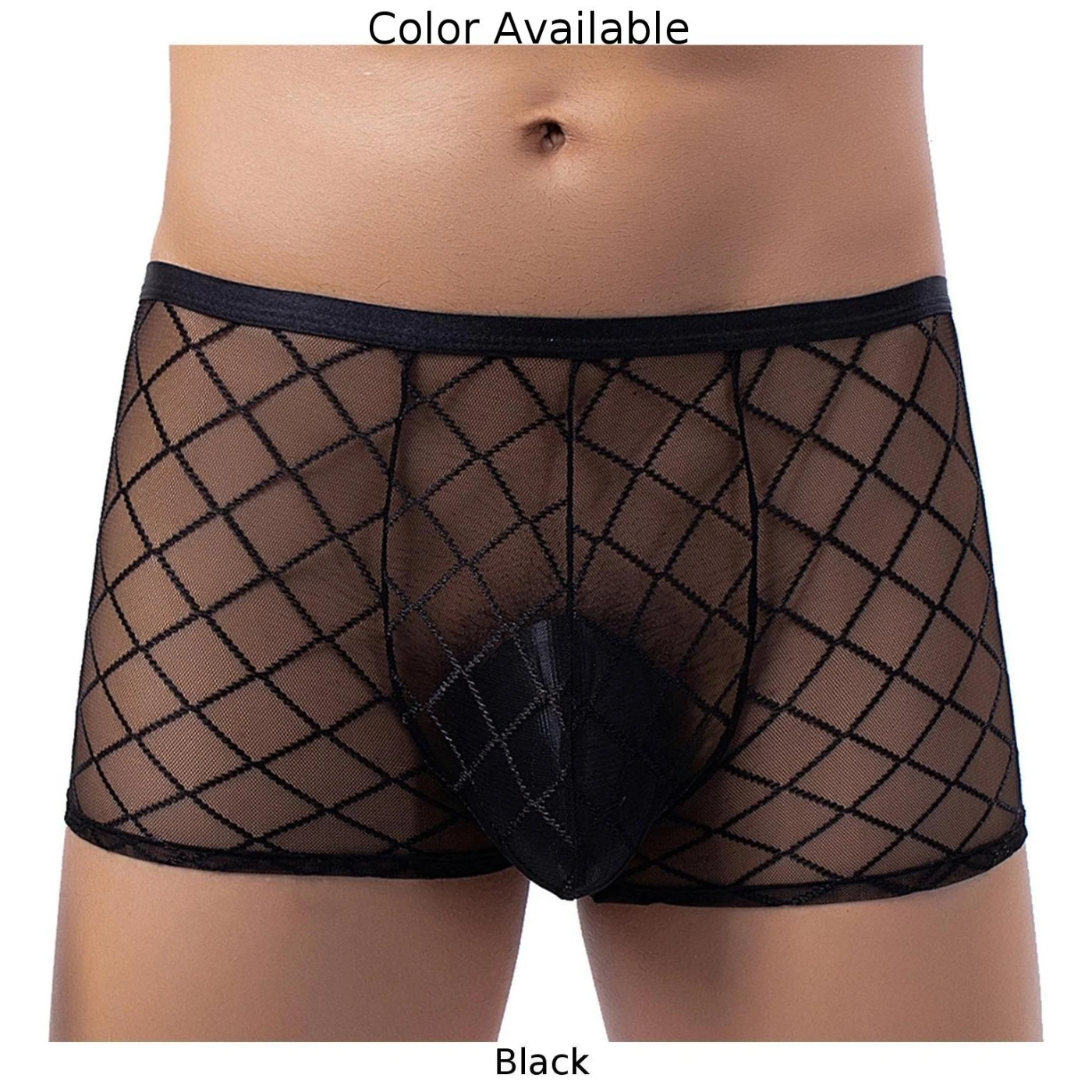 Calzoncillos transparentes para hombre, ropa interior de malla, lencería negra transparente