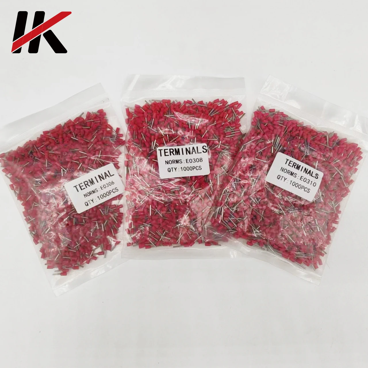 1000Pcs Tube Insutated Crimp Terminals Electrical Wire Cable Connector E0306 E0308 E0310 Cord End Ferrules VE Type 24AWG 0.34mm2