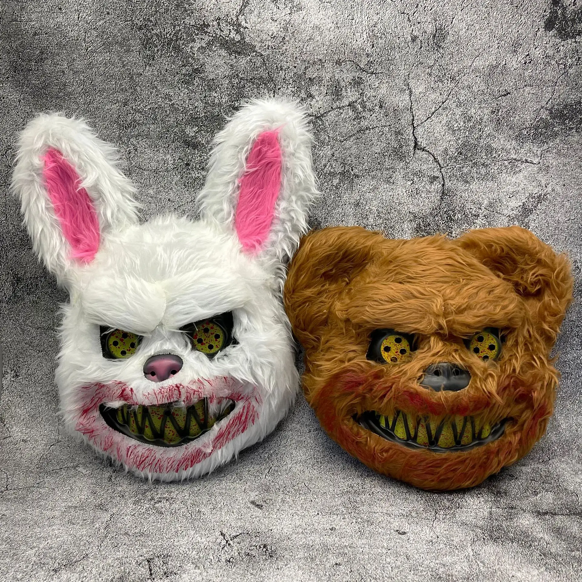 Halloween Led Bloody Plush Bunny Mask Ghost Festival Mask Realistic Bloody Bear Headgear Performance Prop Halloween Horror Mask