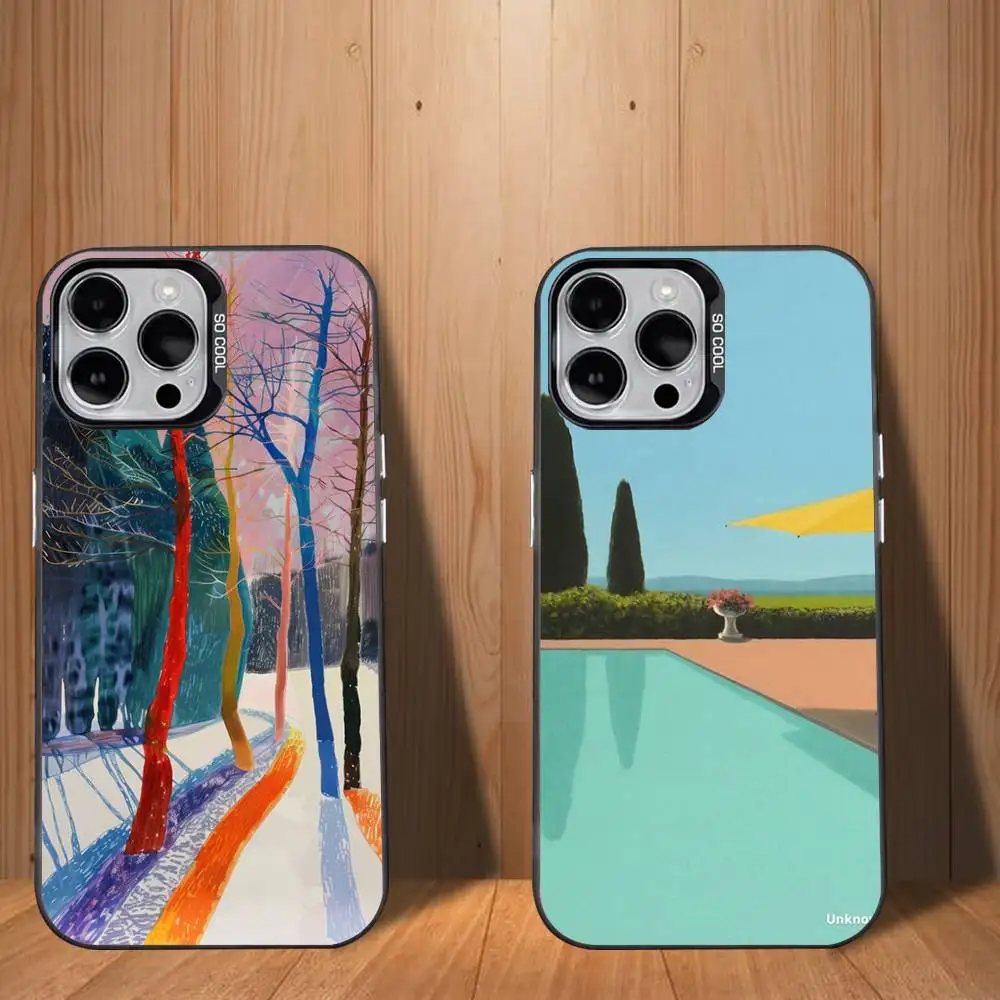 

D-David H-Hockney Art Phone Case For iPhone 17,16,15,14,13,12,11,Mini,Pro,SE,MAX White Matte Shockproof Cover