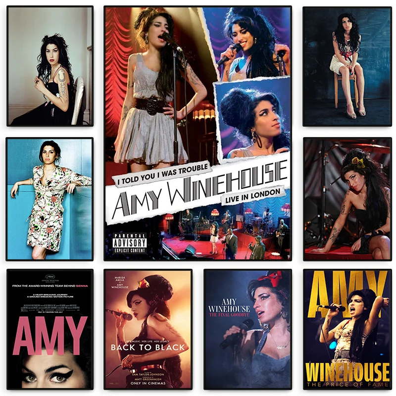 Beauty Woman Amy Winehouse Poster Music Singer Star Portrait Canvas Painting Wall Art Club Bar Bedroom Study Decor Mural
