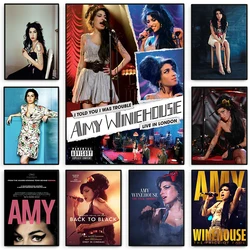 Beauty Woman Amy Winehouse Poster Music Singer Star Portrait Canvas Painting Wall Art Club Bar Bedroom Study Decor Mural
