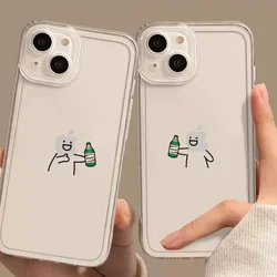 Funny Matchstick Men Lovers Couple Phone Case For iPhone 15 16 11 12 13 14 Pro Max Mini SE 7 8 Plus XR Clear Paired Cover Shells