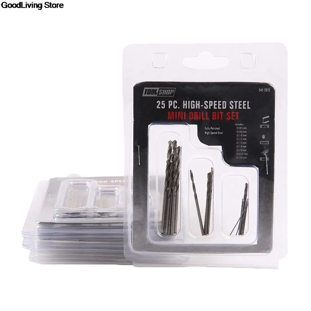 25pcs/set 0.5mm-3mm High Speed Steel Twist Drill Hole Bits Precision Pin Vise Model Spiral Drill With Micro-Drill Bits Tools