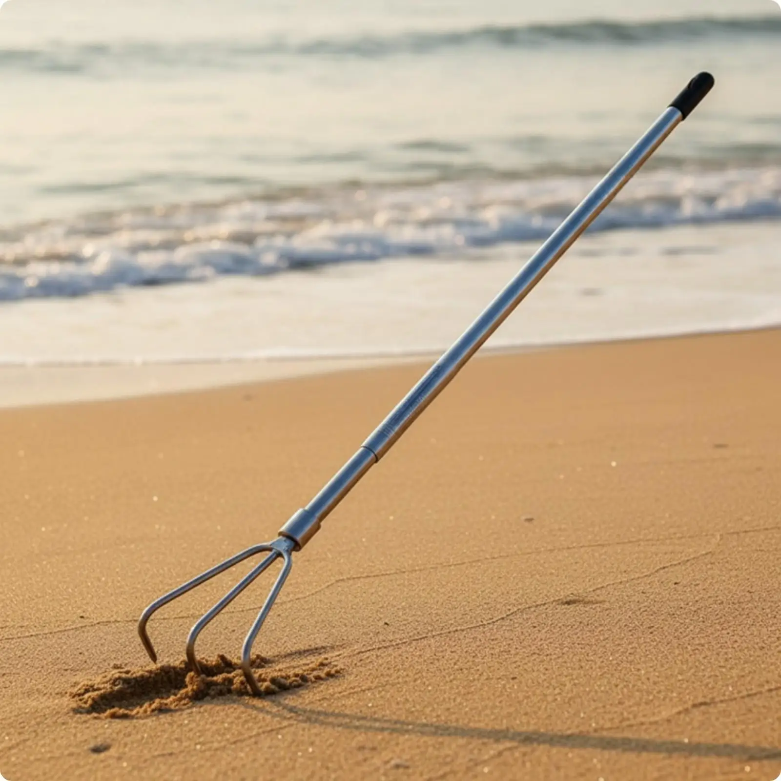 Stainless Metal Hand Rake Versatile Rake with Telescopic Handle Rust Resistant Gardening Tool for Mushroom Picking, Weeding