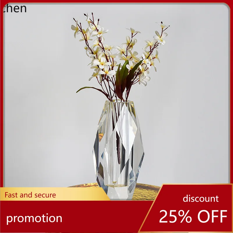 

ZML Transparent Vase Triangular Diamond-Shaped Vase Home Living Room Decorative Ornament