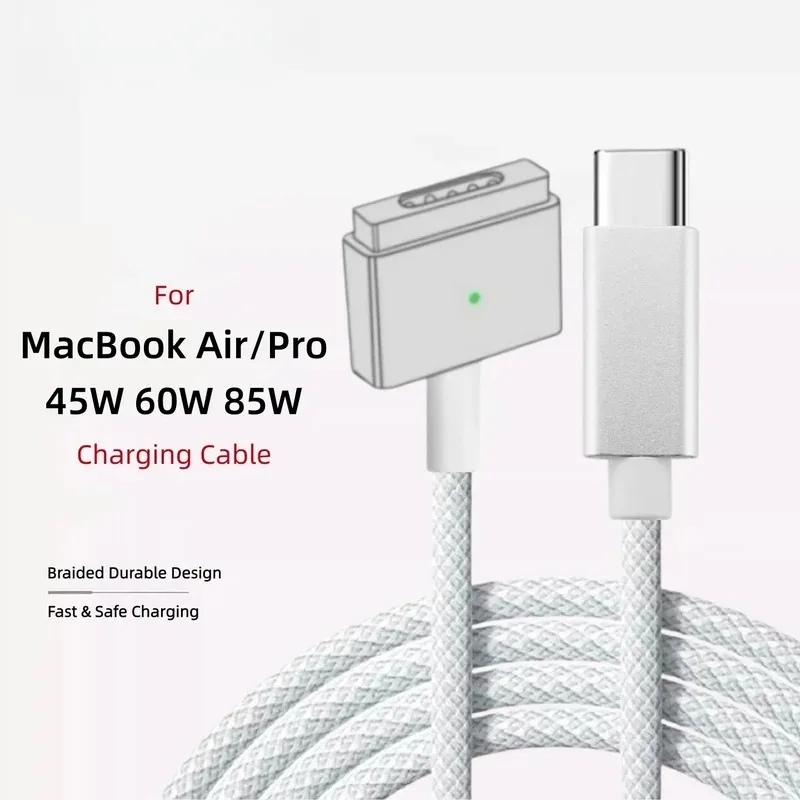 USB C to MagSafe 2 T-Shape Cable, 60W Fast Charging Magnetic Cord with LED Indicator, Replacement Charger for MacBook Air Pro 2012-2017, Supports 45W 60W 85W