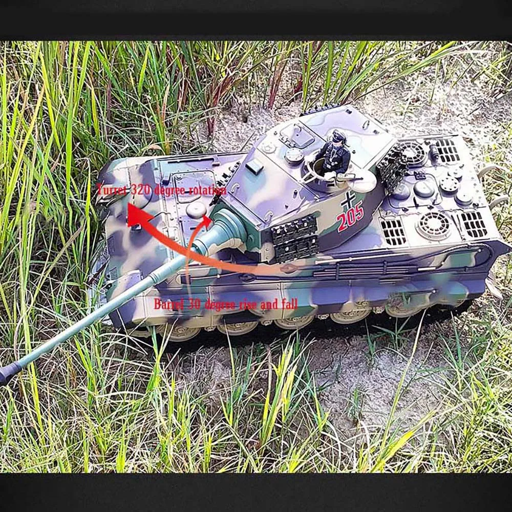 Henglong 3888A German Tiger King Henschel Metal RC Heavy Tank Car Projectile 2.4G Remote Control Model Multi-function Toys