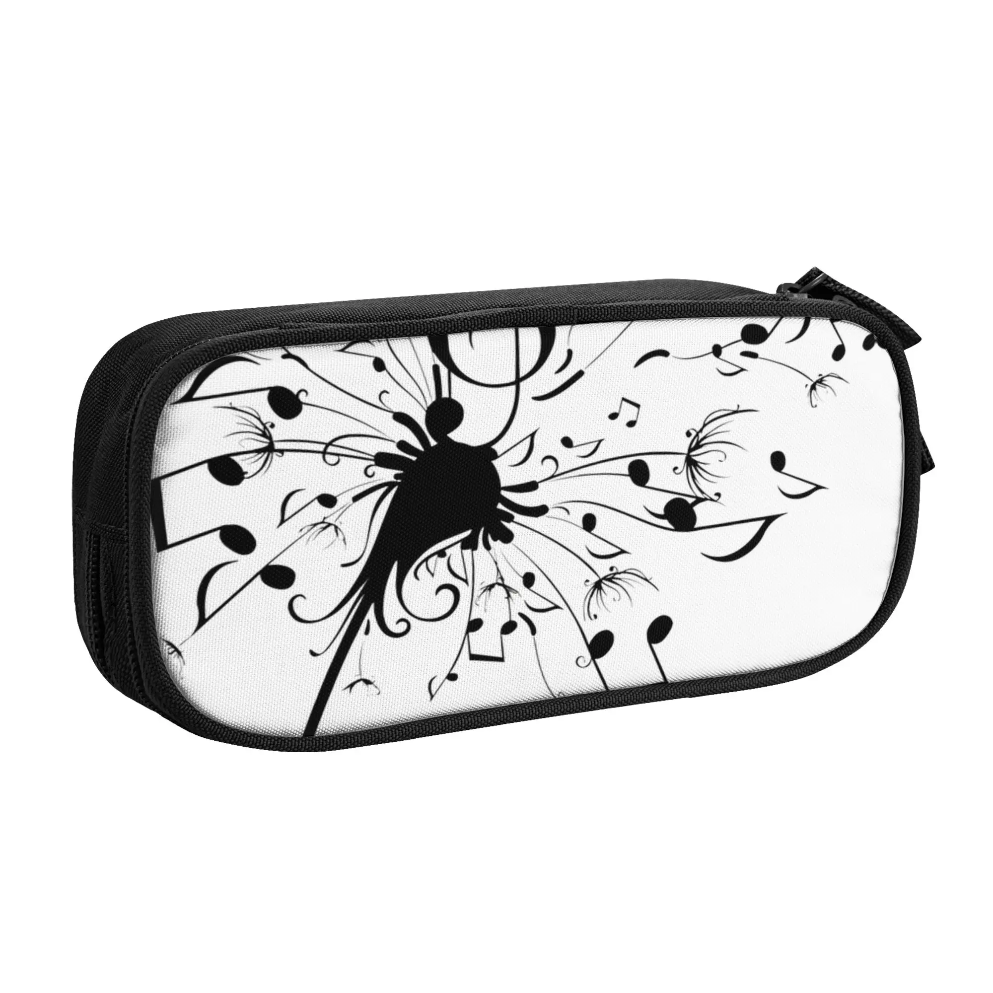 1 piece Lightweight Flower Pencil Case Student Pen Bag Music Notes School Stationery Bag
