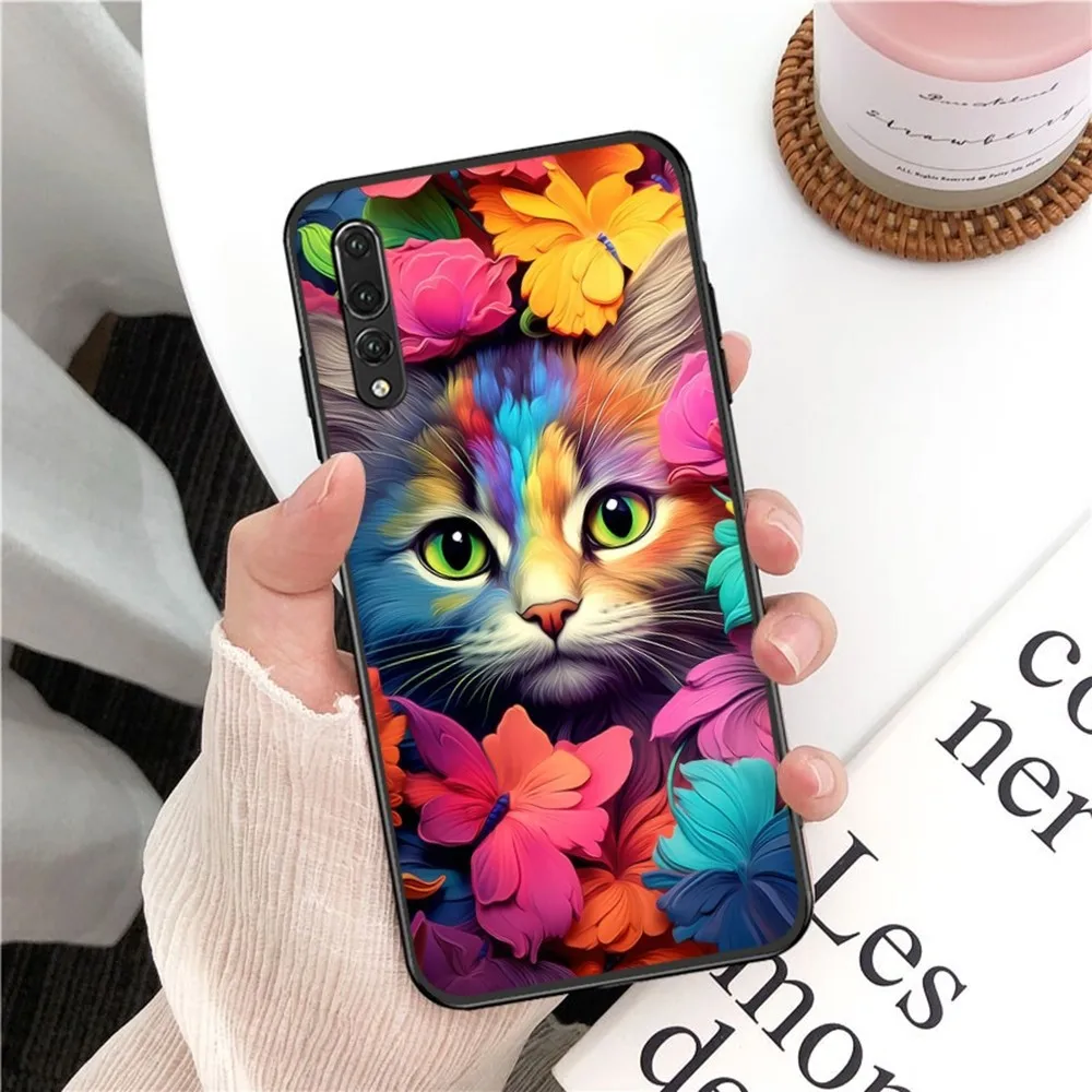 Cute Detection Cat Phone Case For Huawei P 8 9 10 20 30 40 50 Pro Lite Psmart Honor 10 lite 70 Mate 20lite