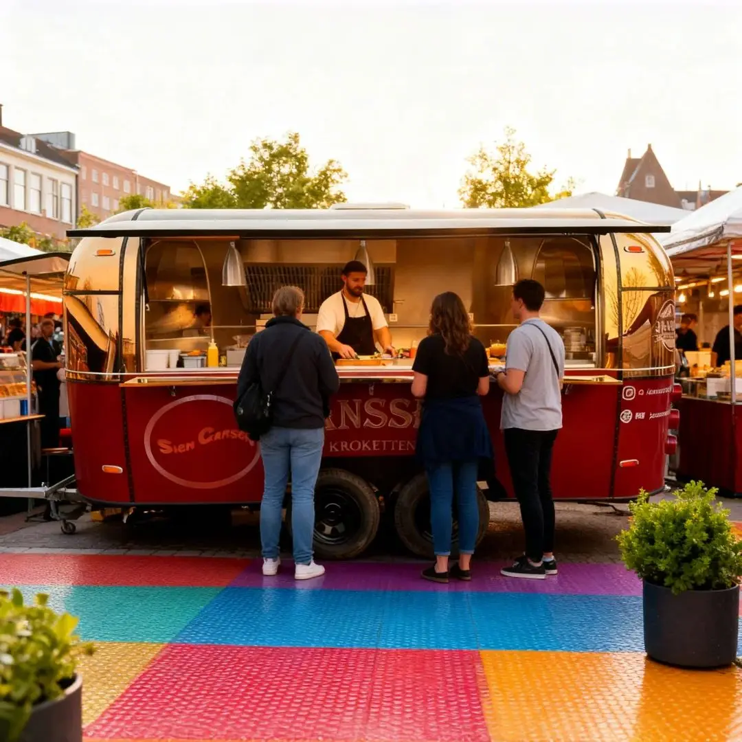 

Retro-Futuristic Smooth-Shaped Food Truck Fashion Exquisite Outdoor Trailer for Culinary Entrepreneurs