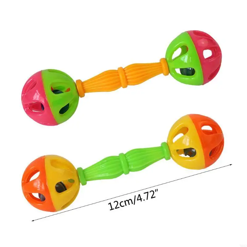 Y08d 2 pcs juguetes para loros mascota bola colorida interactiva con campanas para aves medianas
