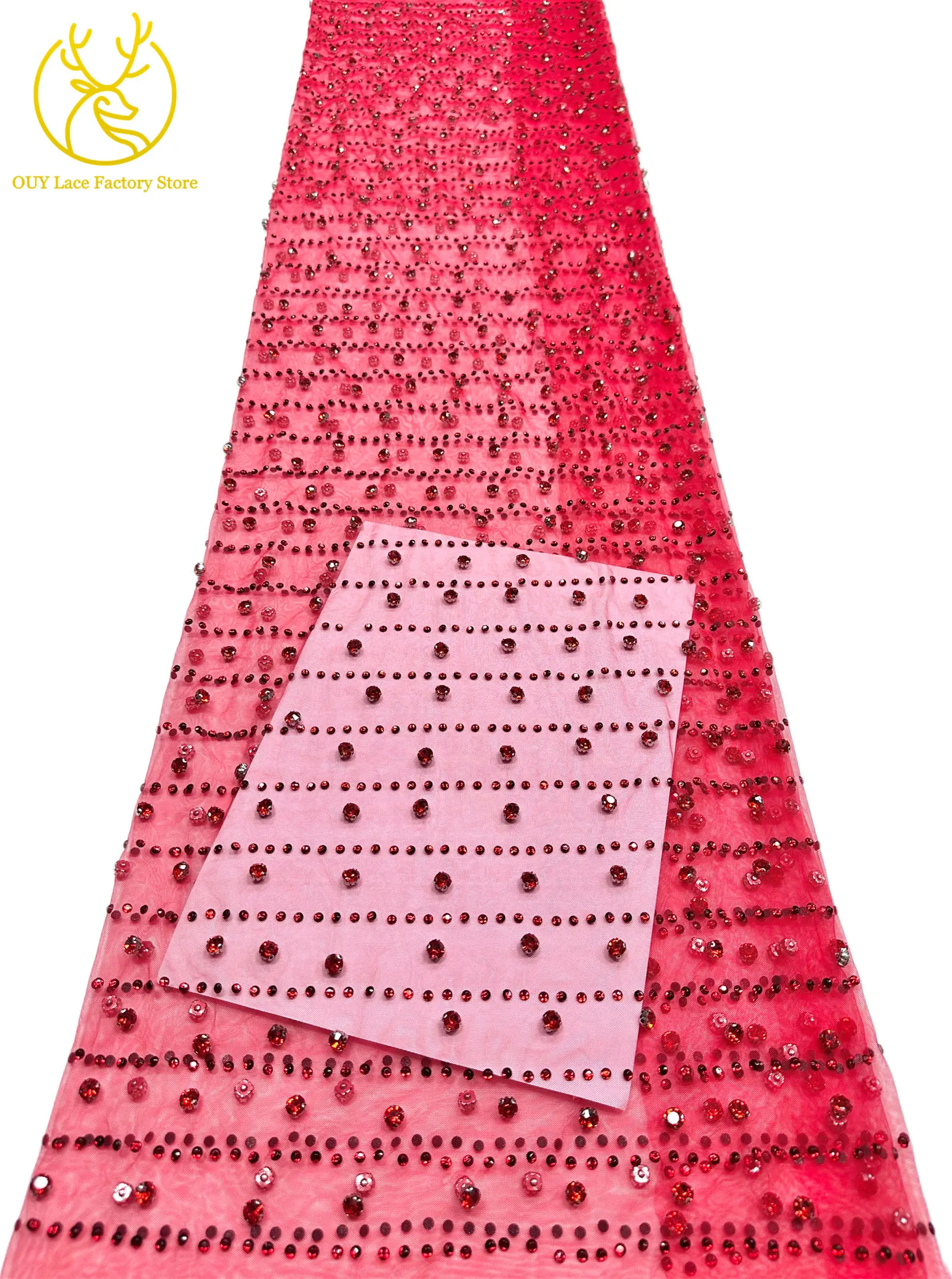 Grüner Neuer Stil Österreichischer Diamant-Tüll-Netzstoff 5 Yards Afrikanischer Spitzenstoff Bunter Strass-Netzstoff für Hochzeitskleider – Detail 21