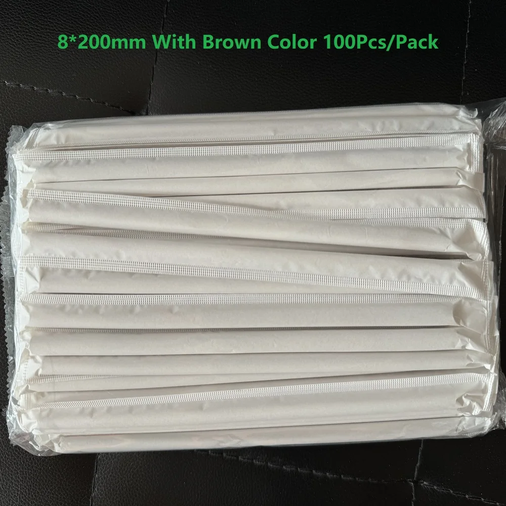 

Brown For 8*200mm 4 Layers Paper Straw Disposable Eco-Friendly Biodegradable Food Grade Drinking Coffee Tea Juice Tube