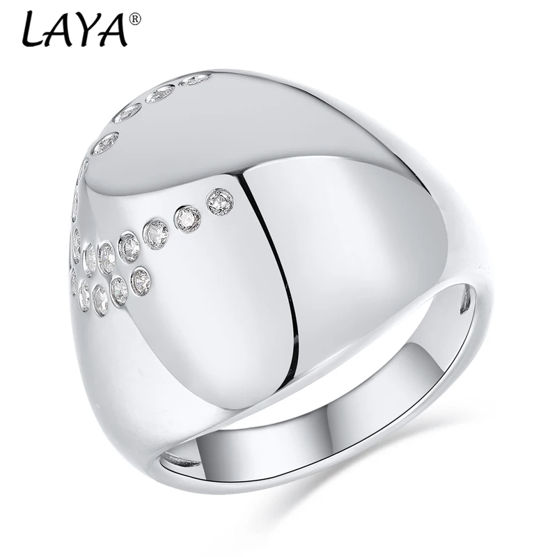 

LAYA 2325, стерлинговое серебро 925 пробы, белое, упрощенное, классическое кольцо с цирконом для женщин и мужчин, роскошное праздничное обручальное ювелирное изделие AAAAA CZ