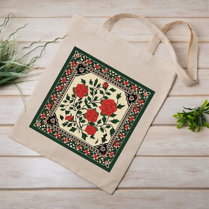 Afbeelding 3: Traditioneel Palestina-kunstwerk - Tote Bag van natuurlijk canvas