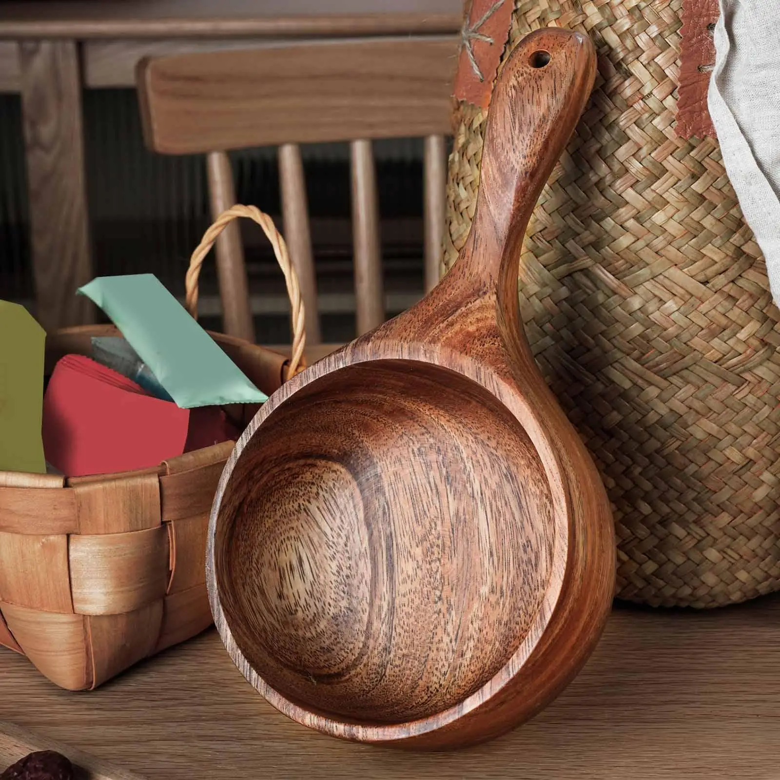 Wooden Sauna Ladle,Household Use Bath Water Scoop,Portable Sauna Water Spoon for Bathroom Home Shower Kitchen Tea Ceremony