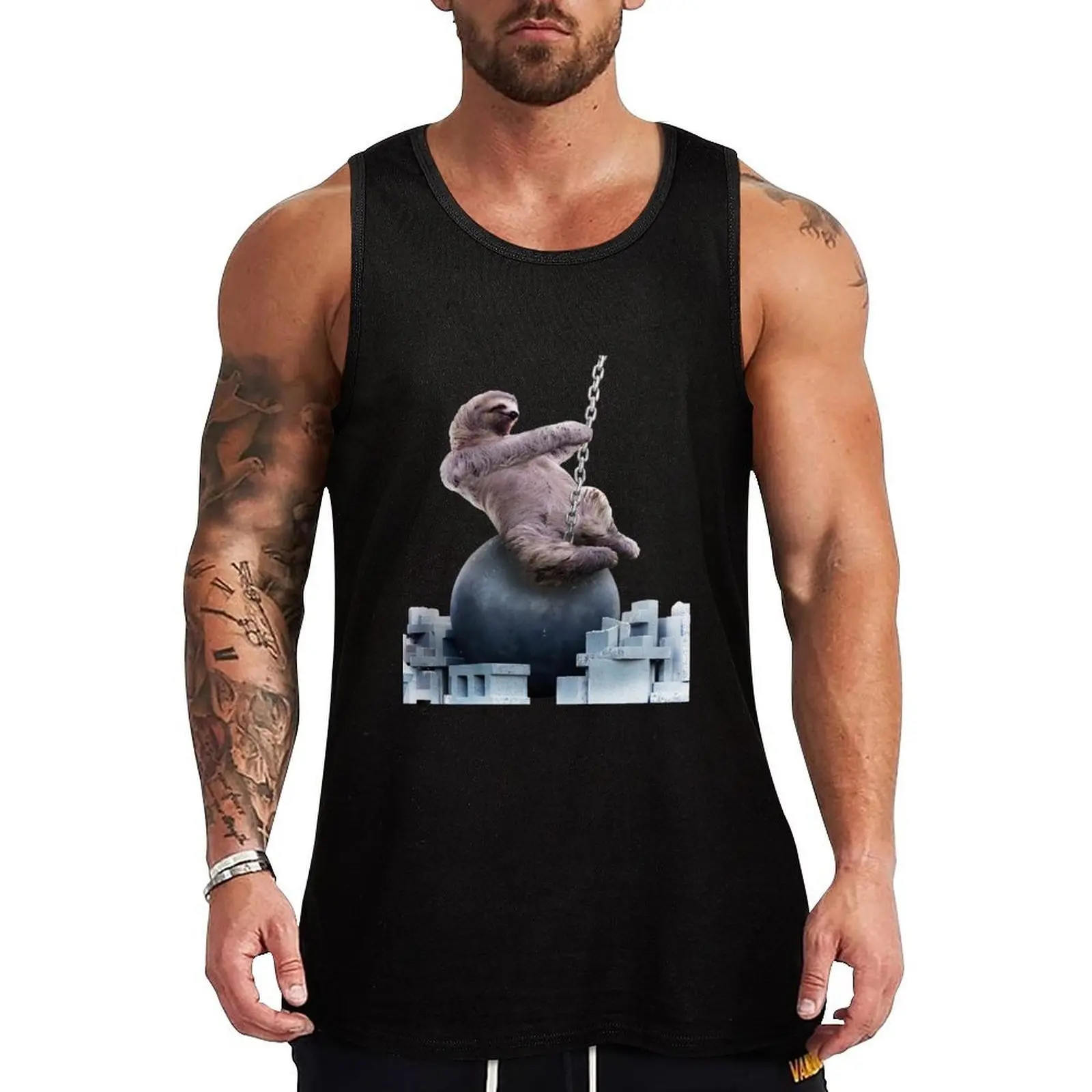 Wrecking Ball Sloth Tank Top Sleeveless Basic Tee Soft Regular Fit Tank Top