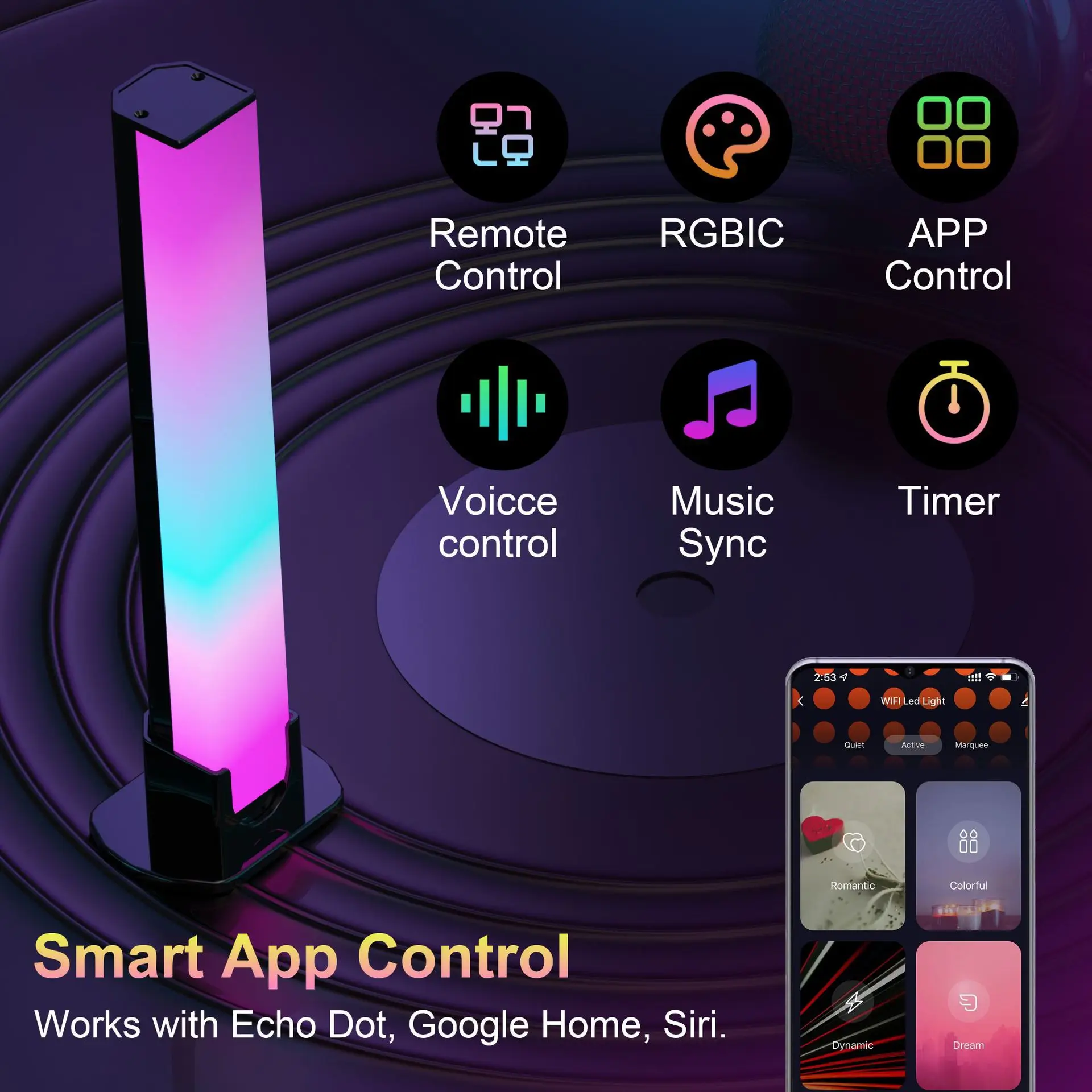 أضواء عيد الميلاد مع صوت الموسيقى التحكم الصوتي التطبيق الذكي لاقط أضواء إيقاع LED الموسيقى الذكية ميلودي ضوء لمكتب غرفة الألعاب #5