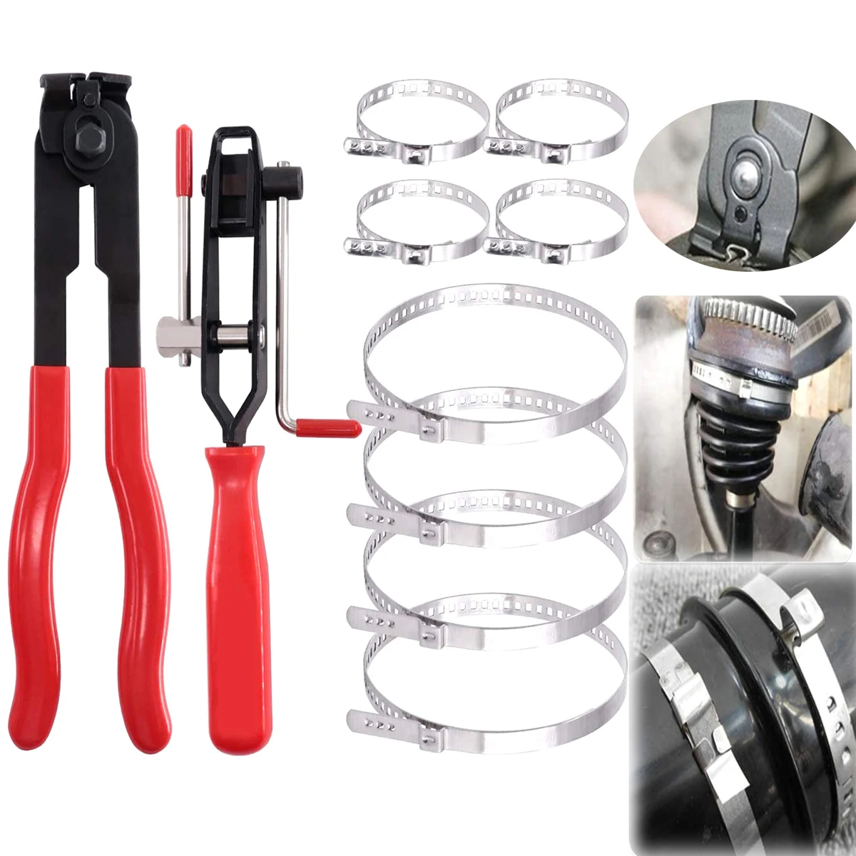 Car Banding Hand Tool Kit  Small/Large CV Joint Boot Clamp Car Hose Shaft Clamp Car Fuel Filter Plier Ear Clamps Plierss