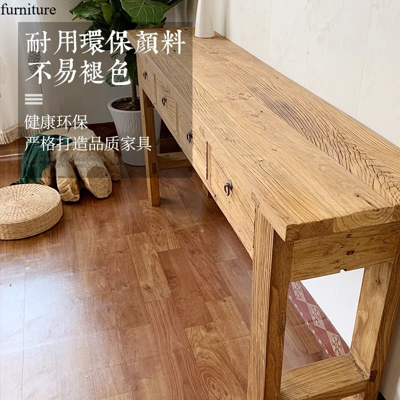 New Chinese Style Simple Entryway Table Buddha Table Ornament Zen-inspired Old Elm Offering Table Partition Antique-style Solid