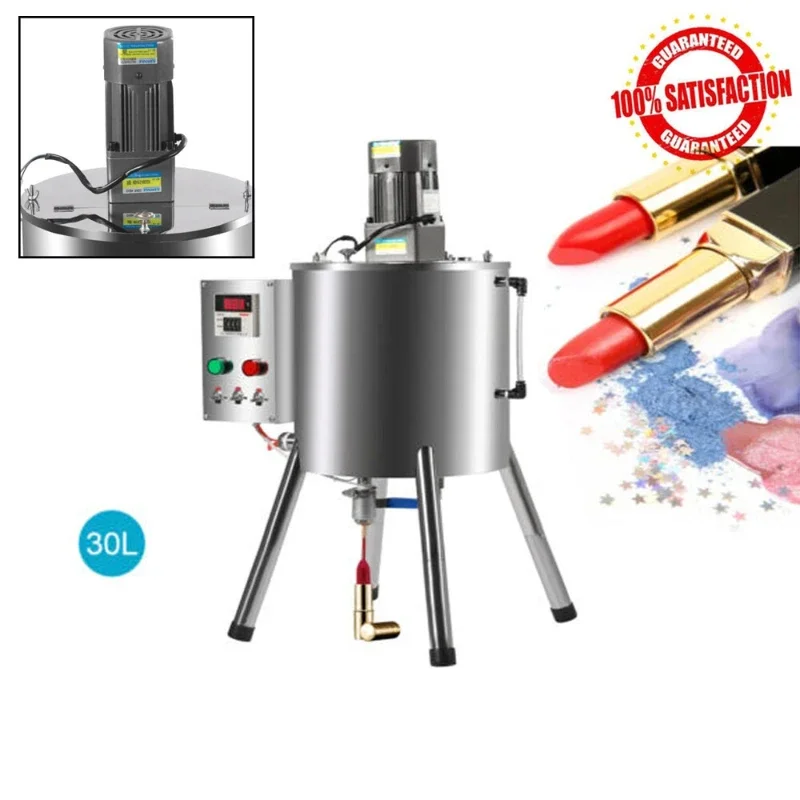 Máquina llenadora de pasta de lápiz labial de 30L, tanque agitador de calefacción, mezclador de acero inoxidable 304