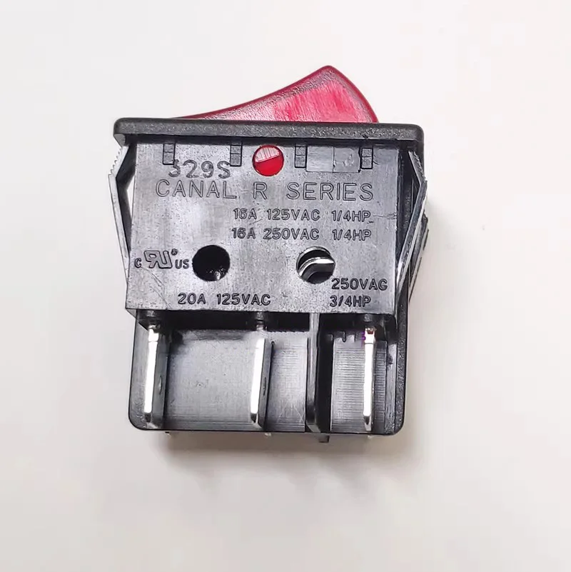 1PCS/LOT Boat-shaped switch R220 double red light six-pin two-position rocker switch 16A silver contact