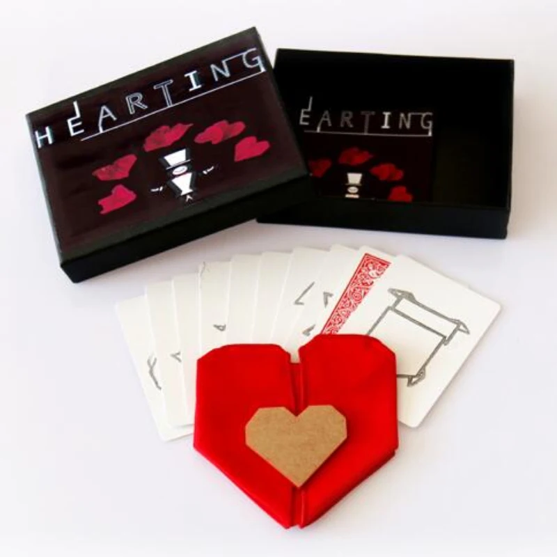 Hearting by Way & Himitsu Magic Red Heart Folding Magic Tricks Comedy Street Close Up Magia Card Magie Illusion Gimmick Props