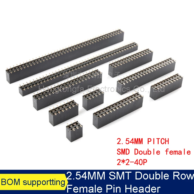 SMD 2.54MM PITCH PH8.5  2*2/3/4/5/6/7/8/9/10/12/16/20/40/ PIN Double Row Female  Strip Connector SMT HEADER 2X/6/8/10/20