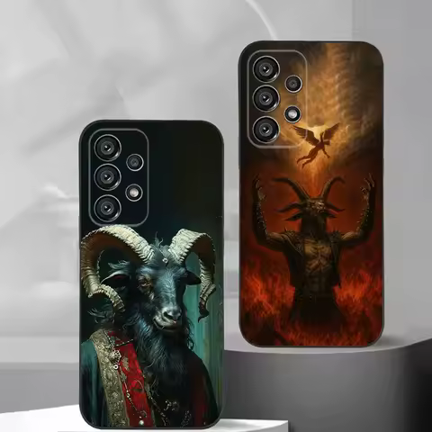 Satanic Goat Satan Devil Phone Case For Samsung S25,S24,S21,S22,S23,S30,Ultra,S20,Plus,Fe,Lite,Note,10,9,5G Black Cover