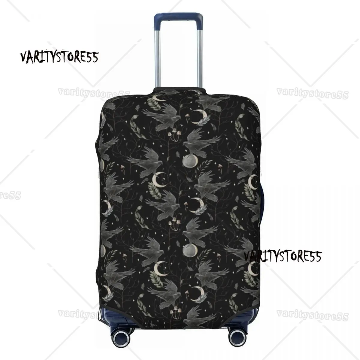 Custom Halloween Witch Crow Moon Travel Luggage Cover Washable Suitcase Cover Protector Fit 18-32 Inch