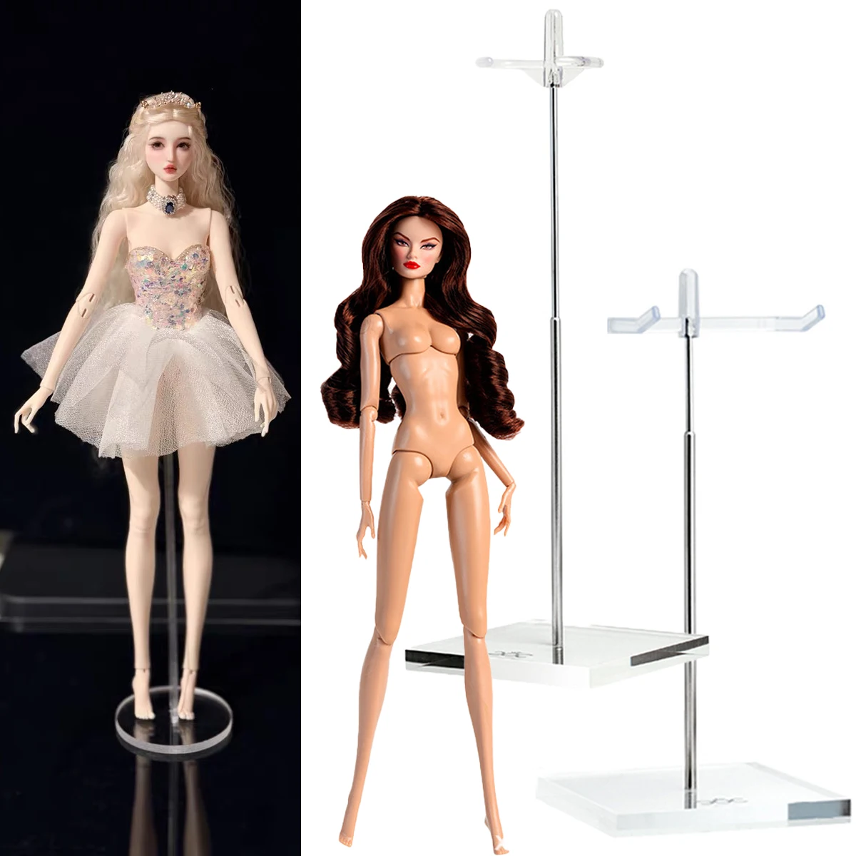 1/6 スーパーモデル人形カードウエストスタンド 30 センチメートル BJD 人形ユニバーサルアクセサリー調節可能なアクリルスタンドブラケットディスプレイ人形用