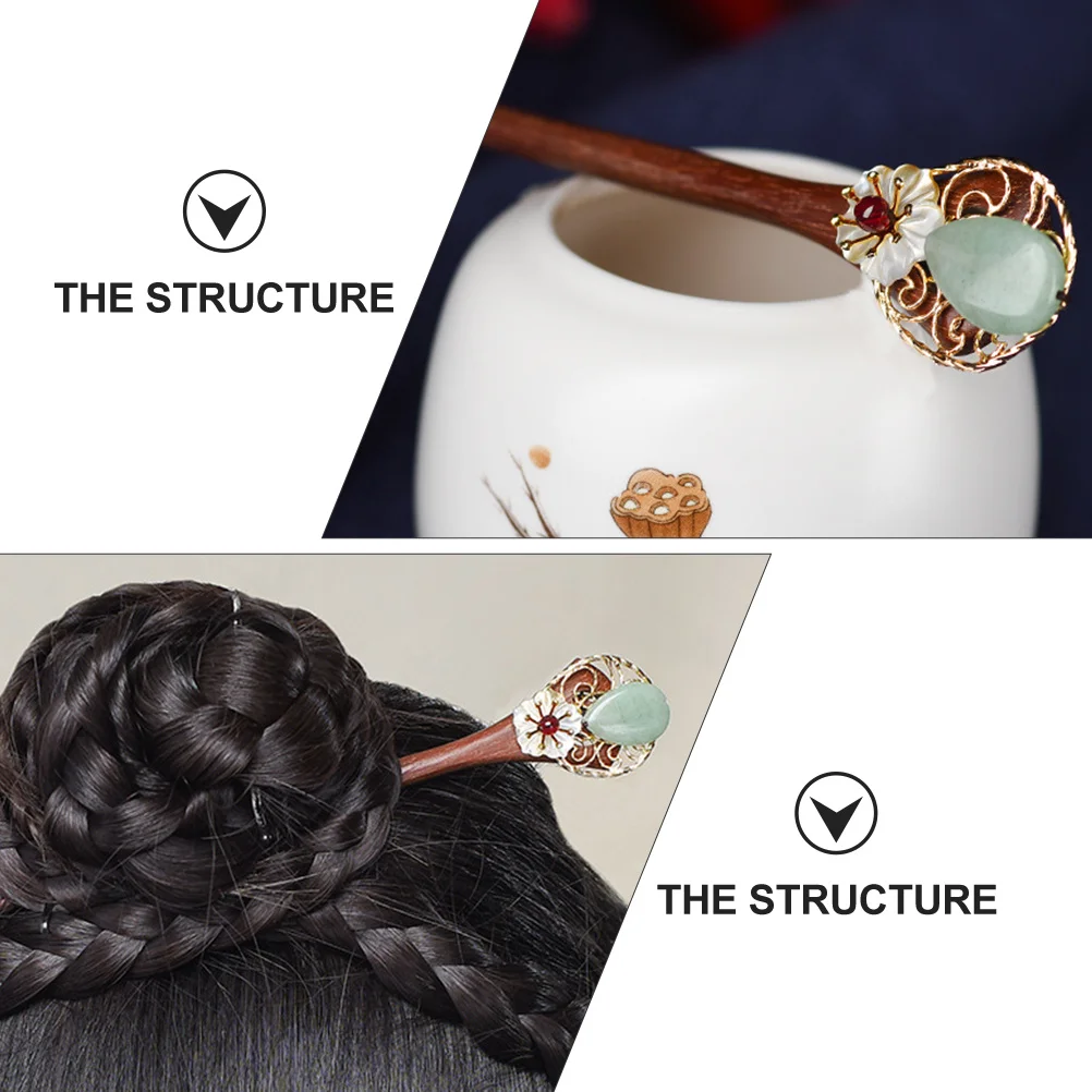 

Vintage Red Sandalwood Hair Stick Hairpin Chinese Style Bun Decor for Women Girls Teens Suitable for Wedding Party Prom Cosplay