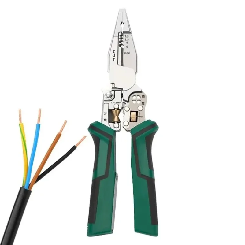 New E74E Wire Strippers with Electricity Measurement Function 8 in 1 Wire Stripping Pliers for Cutting and Pulling Wires Scissor