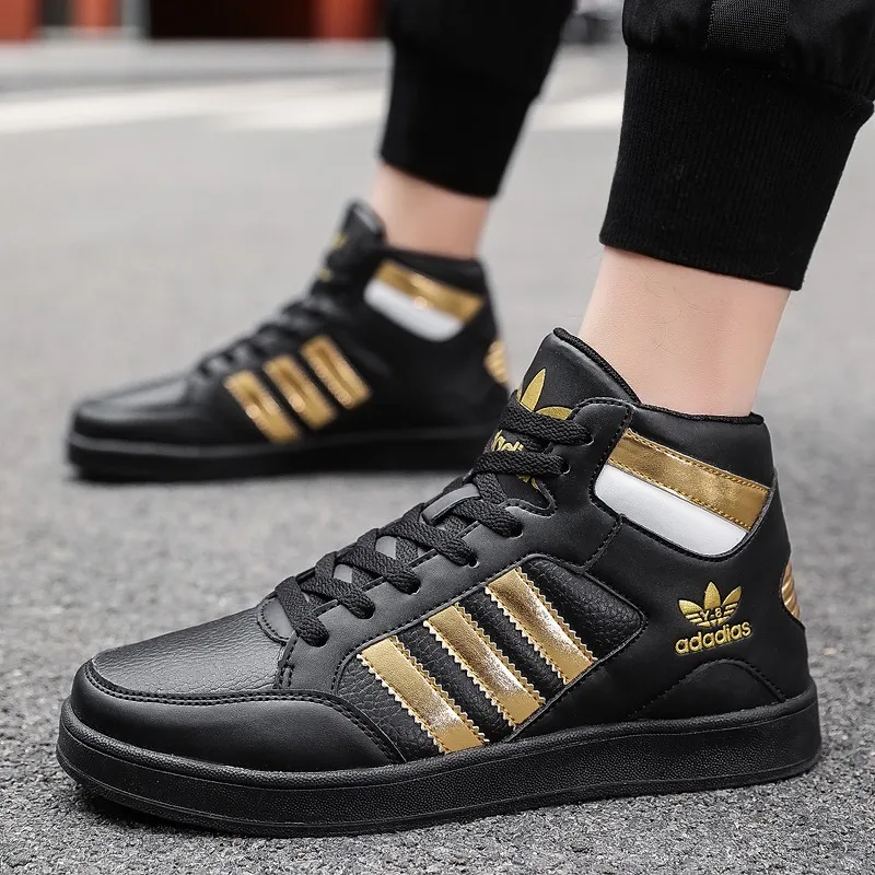 

2025Summer Comfortable Lightweight Breathable High-Quality High-Top Sneakers Couple Men's Shoes Black Gold35-45